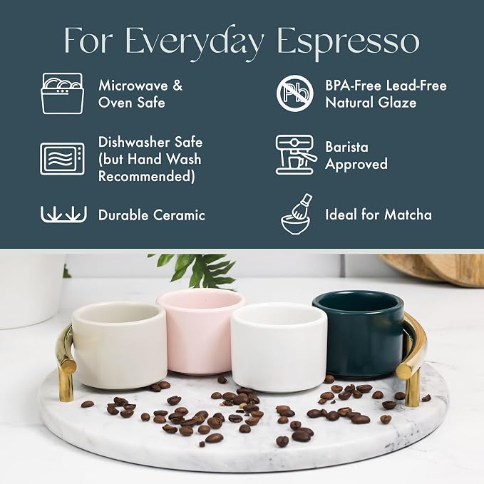 Folk Ceramics Leonard Ceramic Espresso Cups, Thick Walled, Handleless, - Image 5