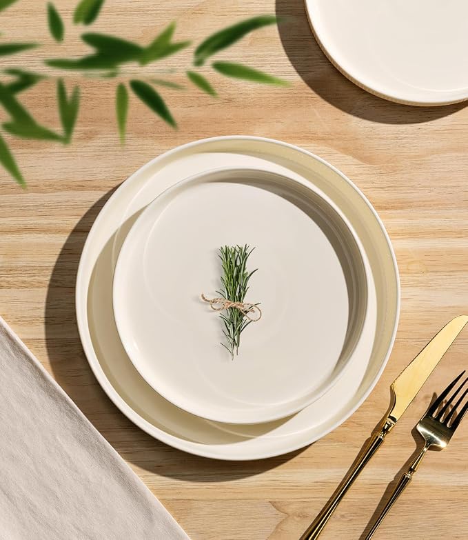 Ceramic Dinnerware Set for 4, 16-Piece Plates and Bowls Set | Lightweight - Image 2