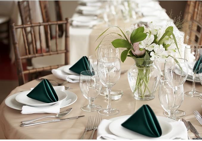 P Pothuiny 12 Pcs Green Satin Napkins 17 x 17 Inch, Satin Cloth Napkins | - Image 7