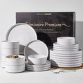 Stoneware Dinnerware Sets for 8, Reactive Glaze Plates and Bowls Set, Chip & by FamiwarePremium