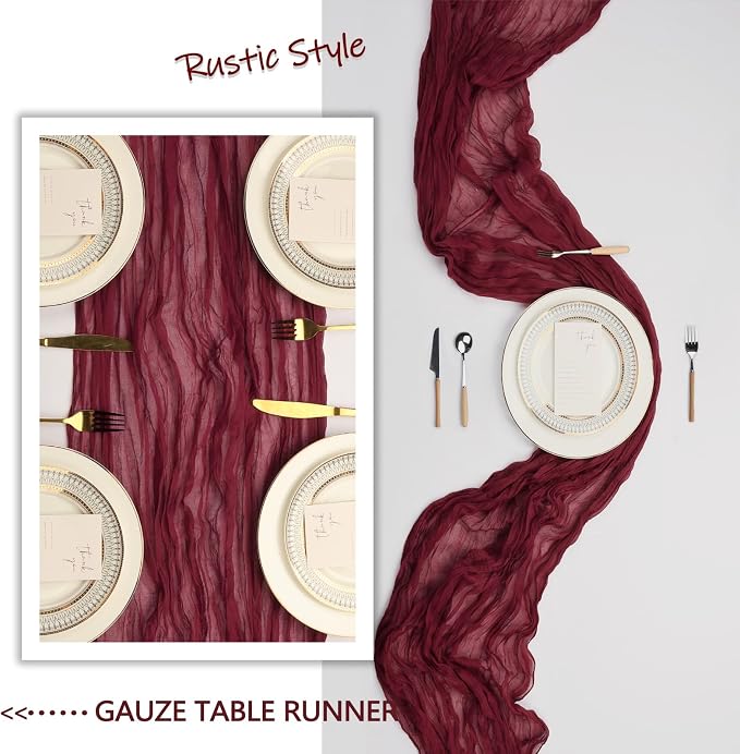 10 Pack Burgundy Cheesecloth Table Runner 9Ft Gauze Red Cheese Cloth Runner - Image 6