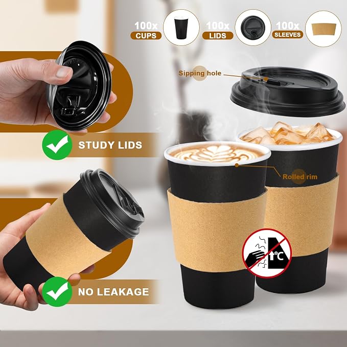 Lamosi 100 Pack 16 oz Disposable Coffee Cups - Image 2