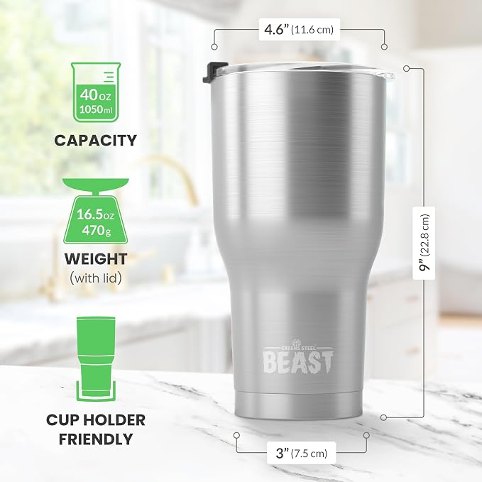 Beast 40 oz Tumbler Stainless Steel Vacuum Insulated Coffee Ice Cup Double Wall - Image 6