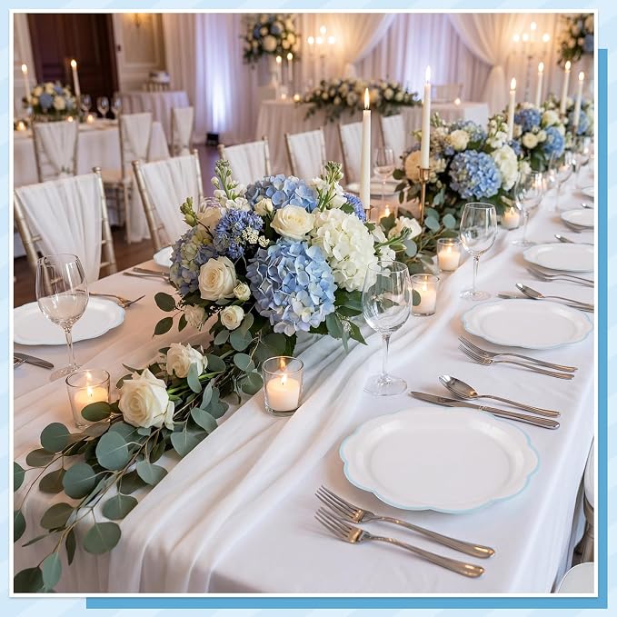 NatNarr 30 Pcs Blue and White Paper Plates 7 Inch Plates - Image 9