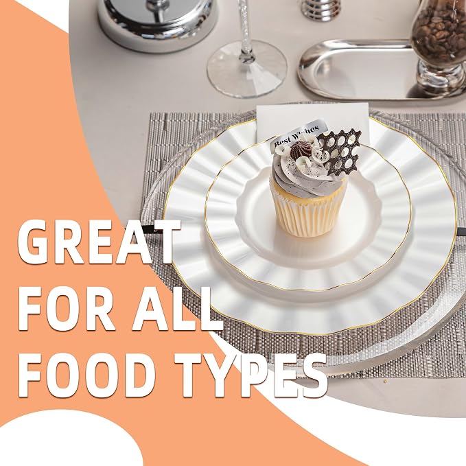 72PCS Pearl White Plastic Plates, Wavy Plates - Image 6