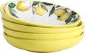 Bico Lemon Dreams Pasta Bowls, 35oz Salad Bowl Set of 4, Large Ceramic Serving by Bico