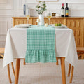 Spa Blue White Plaid Gingham Ruffle Table Runner 72 inches Long Christmas 100% by KMASANIJI