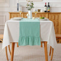 Spa Blue White Plaid Gingham Ruffle Table Runner 120 inches Long Christmas 100% by KMASANIJI