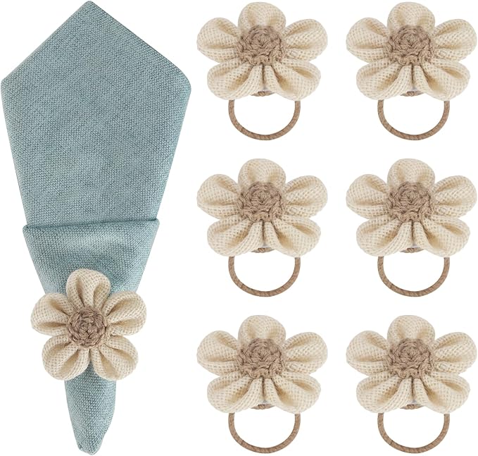 Napkin Rings Set of 6 Handmade Rustic Napkin Rings Reusable Boho Napkin Ring by Unknown