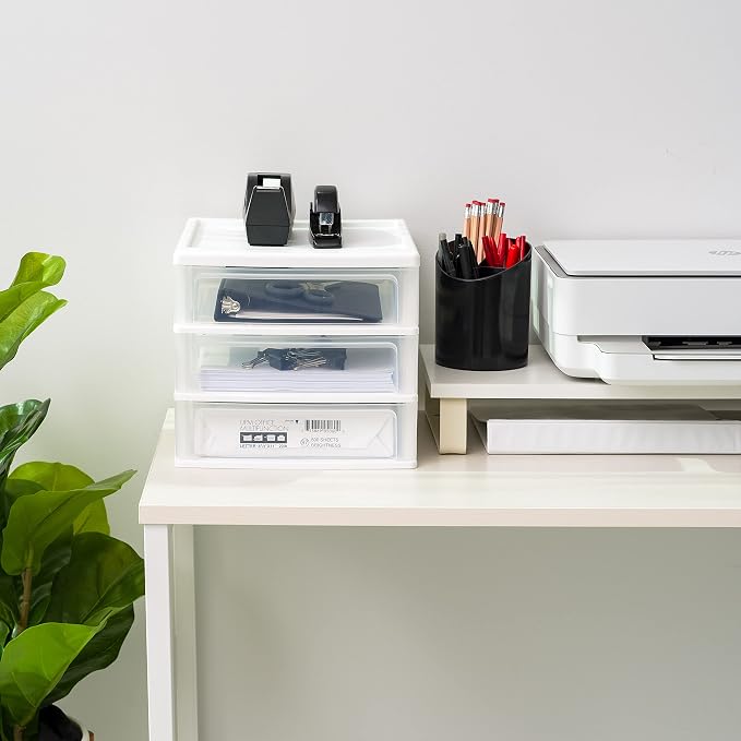 IRIS USA 2-Pack, 3-Drawer Medium Plastic Stacking Desktop Organizer, stationery - Image 5