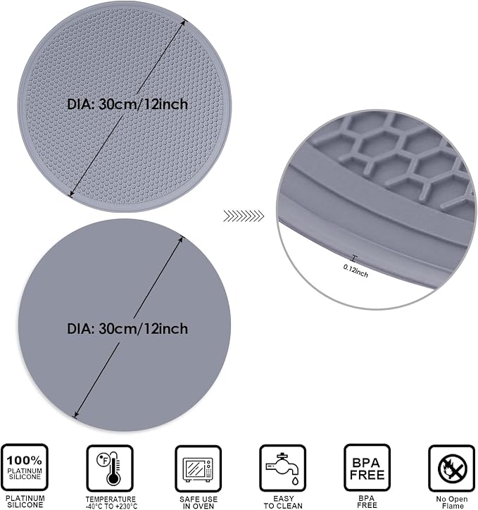 4 Pack 12 Inch Multi-Purpose Silicone Mat, As Drying Mat, Microwave Mat - Image 8