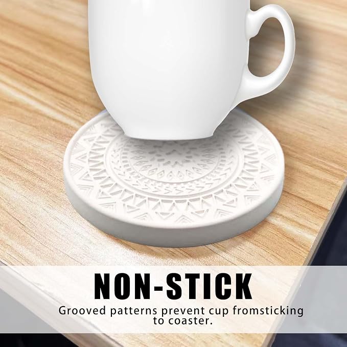 5 Pack Absorbent Stone Coasters, Quick-Drying Diatomaceous Earth Drink Coasters - Image 4