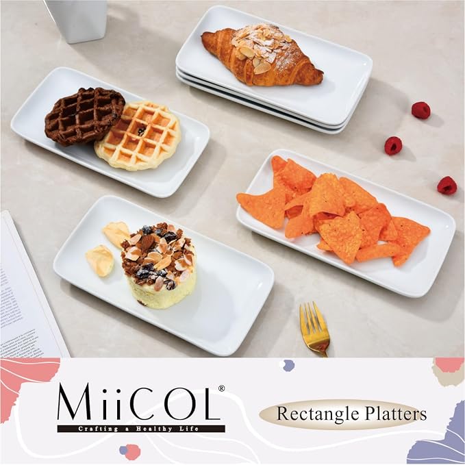 Miicol Small Platters Set of 6, Ceramic Rectangle Plates 9 Inch, Modern Sushi - Image 2
