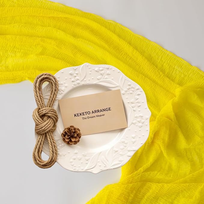 Yellow Cheesecloth Summer Table Runner 120 Inches - Image 5
