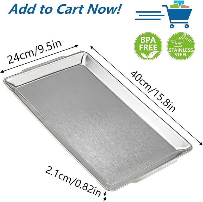 15.8" x 9.5" Large Serving Platters, Stainless Steel Heavy-Duty Large Serving - Image 3
