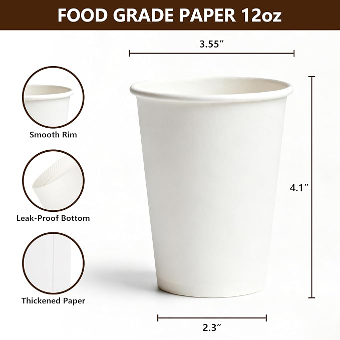 TashiBox 12 oz White Hot Drink Paper Cups - Image 2