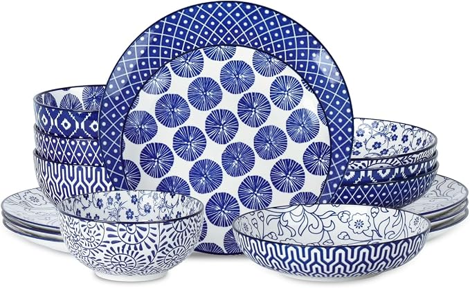 Selamica Ceramic Dinnerware Sets, 16 Pieces Dishes Set by Selamica