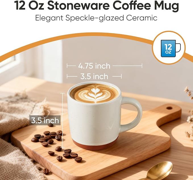 E-far Ceramic Coffee Mug Set of 4, 12oz Stoneware Coffee Cup - Image 2