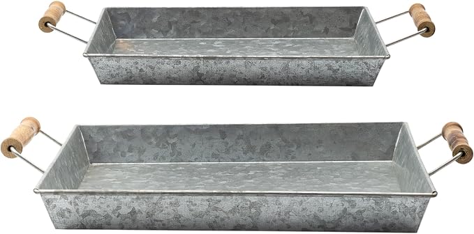 AuldHome Design Galvanized Farmhouse Trays; Farmhouse Decor Rectangular Trays by AuldHomeDesign