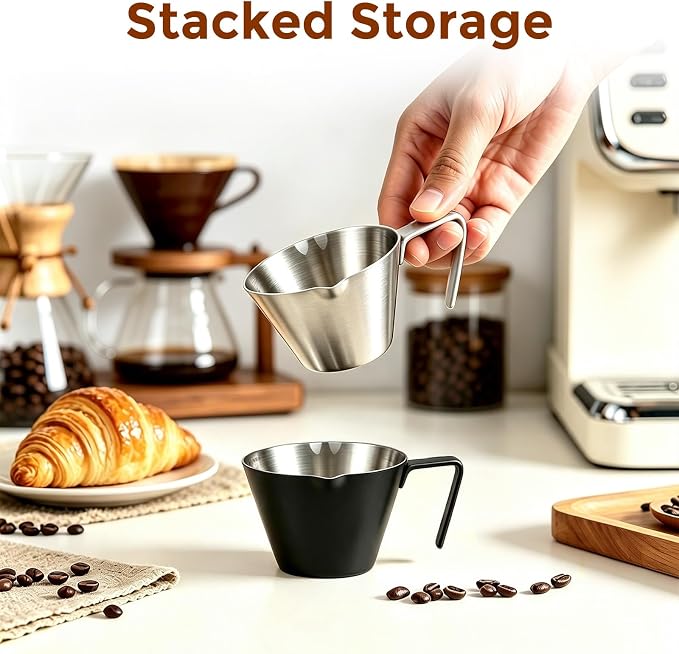 10 Pc Stainless Steel Espresso Shot Cups, 3.4oz/100ml, V-Shaped Mouth - Image 3