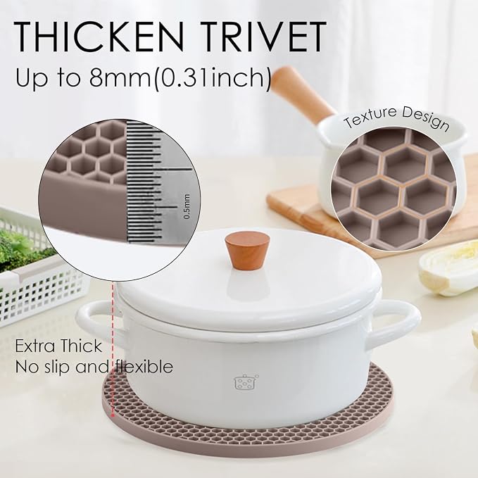 Silicone Trivets for Hot Dishes, Flexible Jar Opener Food Grade Spoon Holder - Image 4