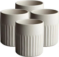 Goodies White Ribbed Water Cups, Handmade Ceramic, Dishwasher Safe, Microwave by Goodies
