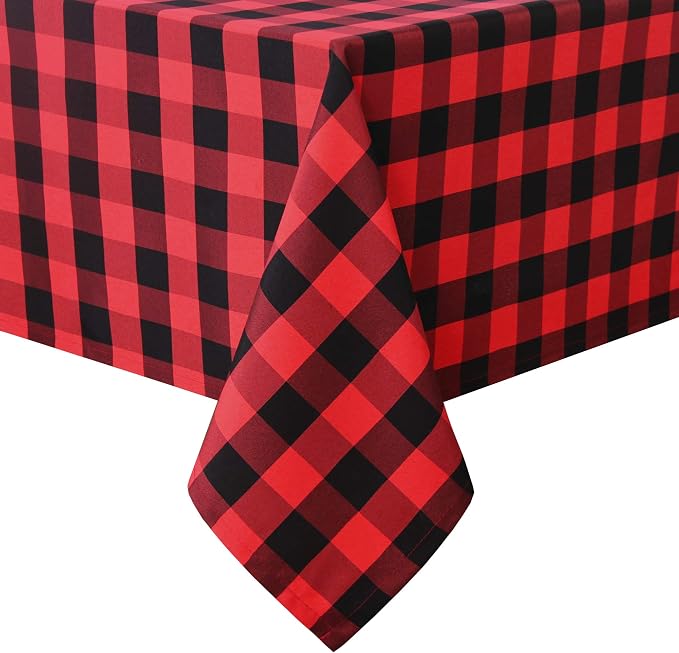 Red and Black Checkered Tablecloth Rectangle by Hiasan