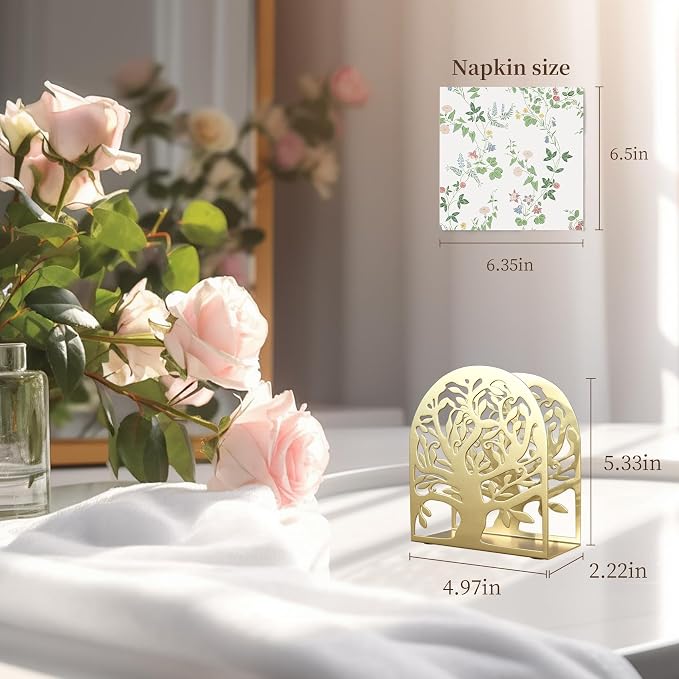 Gold Metal Tree of Life Napkin Holder - Image 2