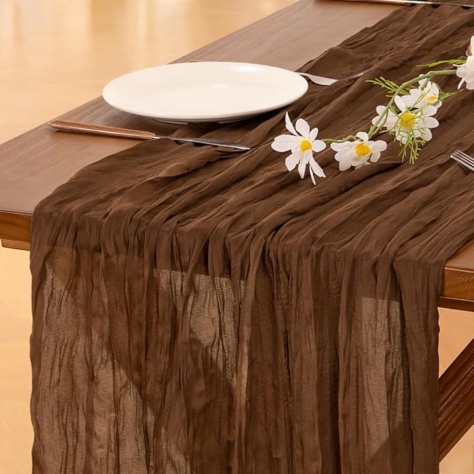 Cheesecloth Table Runner Summer Boho Wedding Birthday Party Home Decor | Brown by Socomi