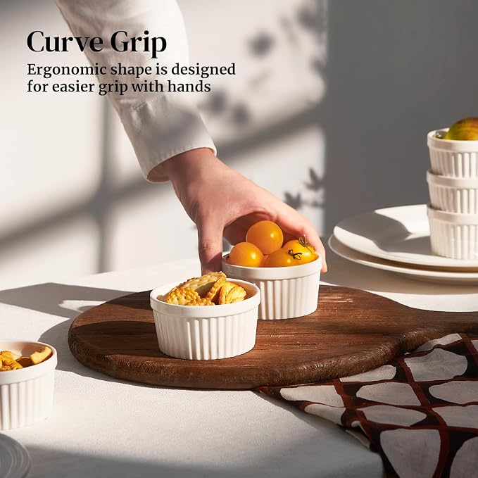 DOWAN 4 oz Ceramic Ramekins Set of 6, Oven Safe Souffle Dishes - Image 8