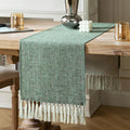 Green Table Runners 72 Inches Long, Burlap Linen Style Rustic Farmhouse Table by ZEEMARTONLINE