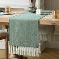 Green Table Runners 90 Inches Long, Burlap Linen Style Rustic Farmhouse Table by ZEEMARTONLINE