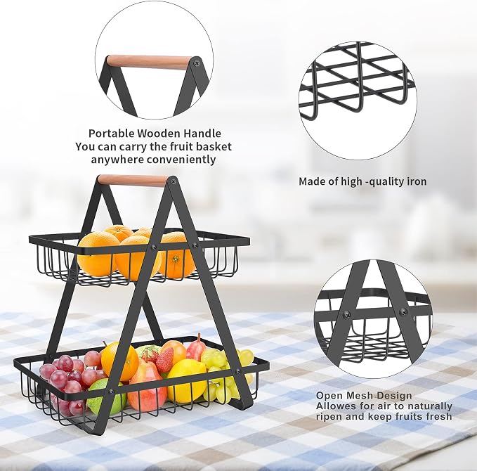 mahueeol 2-Tier Metal Fruit Basket - Image 5