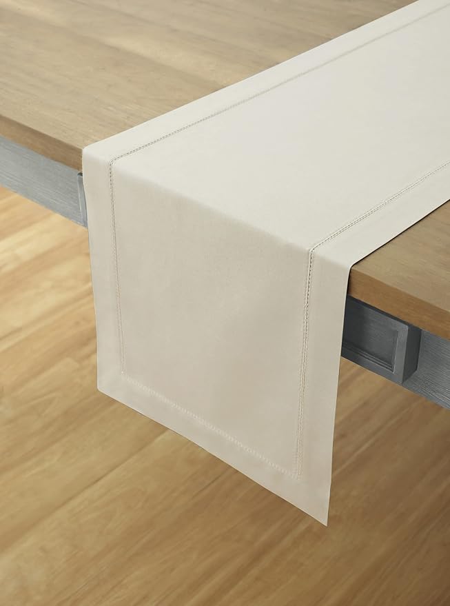 Solino Home Cotton Linen Dining Table Runner Linen Hemstitch, 14 x 72 in | - Image 2