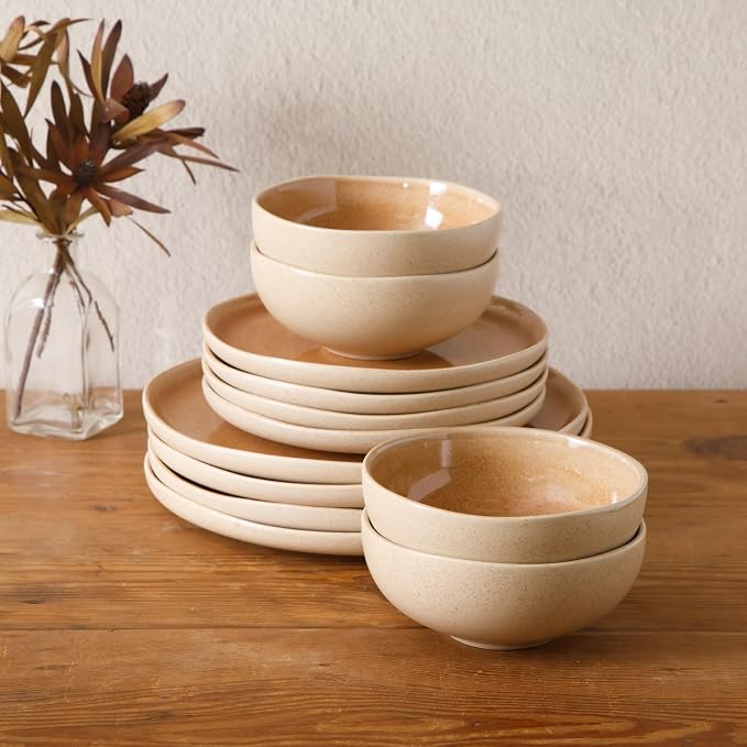 Gibson Elite Manila Bay 12-Piece Stoneware Dinnerware Set, Service - Image 5