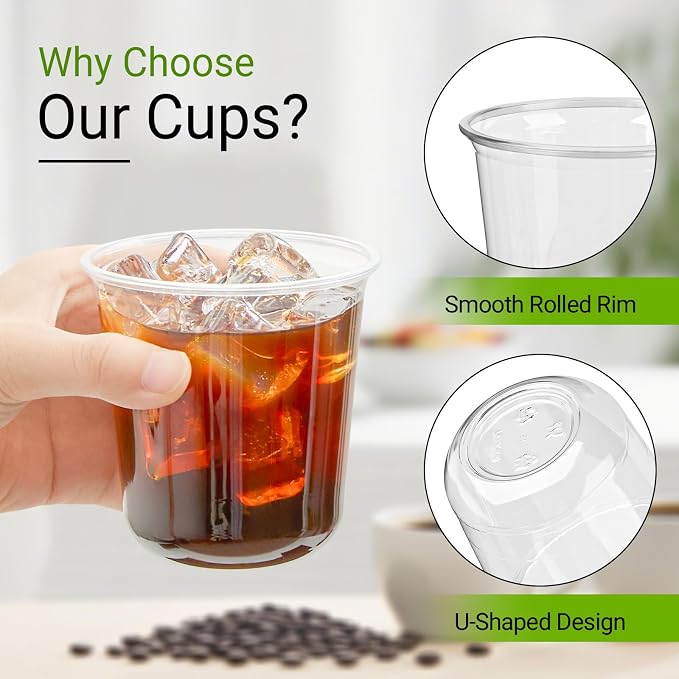 50 Pcs Round Bottom Plastic Cups, 12 oz Disposable Stemless Wine Glasses | - Image 3