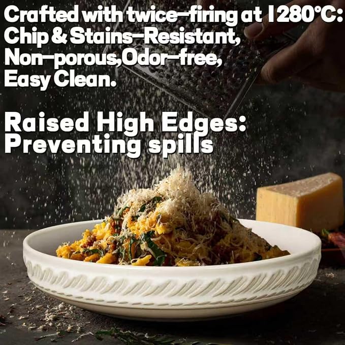 Pasta Bowls, 50oz Large Salad Serving Bowls, 9.75'' Plates Bowls Set of 4 - Image 5
