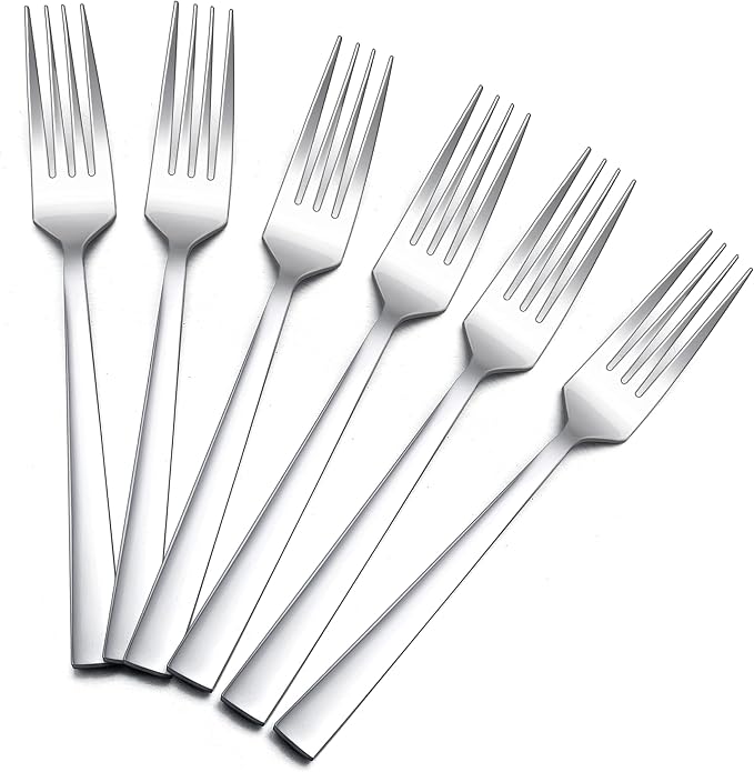 Dinner Forks Set of 6, E-far 7.9 Inch Stainless Steel Forks - Image 2
