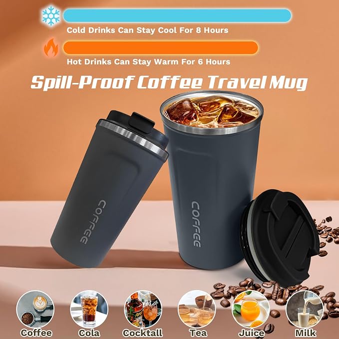 SPLMIFA Travel Coffee Mugs Leak-Proof, Reusable Coffee Cups - Image 2