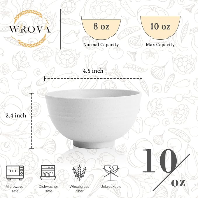 Handy Wheat Straw Bowls Set of 6, Unbreakable Ice-Cream Bowls Sets - Image 2