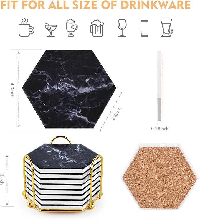 Black Coasters, Absorbent Coasters - Image 5