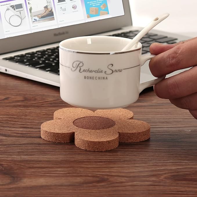 12PCS 3/8" Thick Cork Coasters for Drinks, Absorbent and Reusable Coaster Set - Image 6