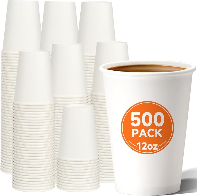 METAPRINT 500 Count 12 oz Disposable Paper Coffee Cups, and Events by METAPRINT