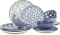 Selamica Ceramic Dinnerware Sets, Vintage Blue | Scratch Resistant Dishes set by Selamica
