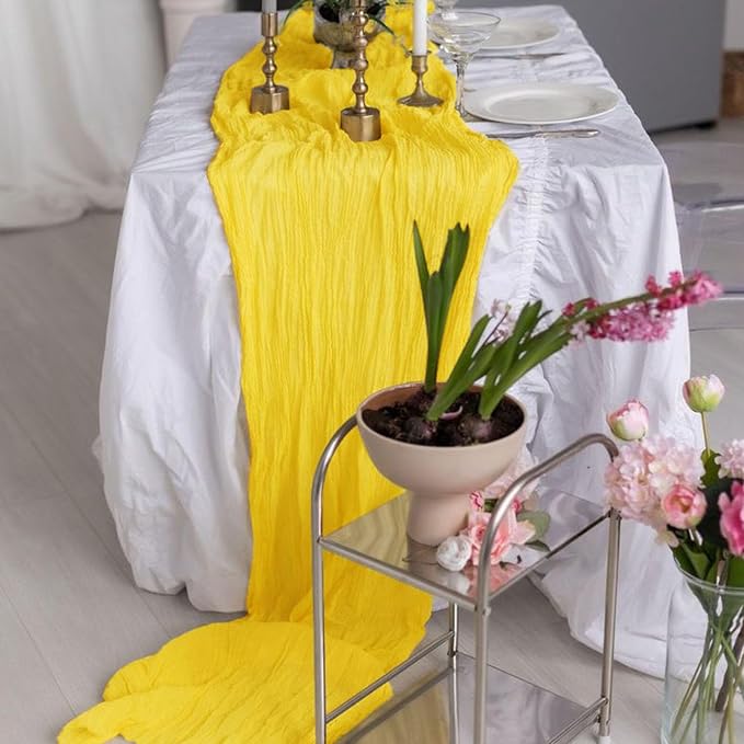 6Pack Yellow Cheesecloth Table Runner 17x108inch Sheer Yellow Table Runners | - Image 7