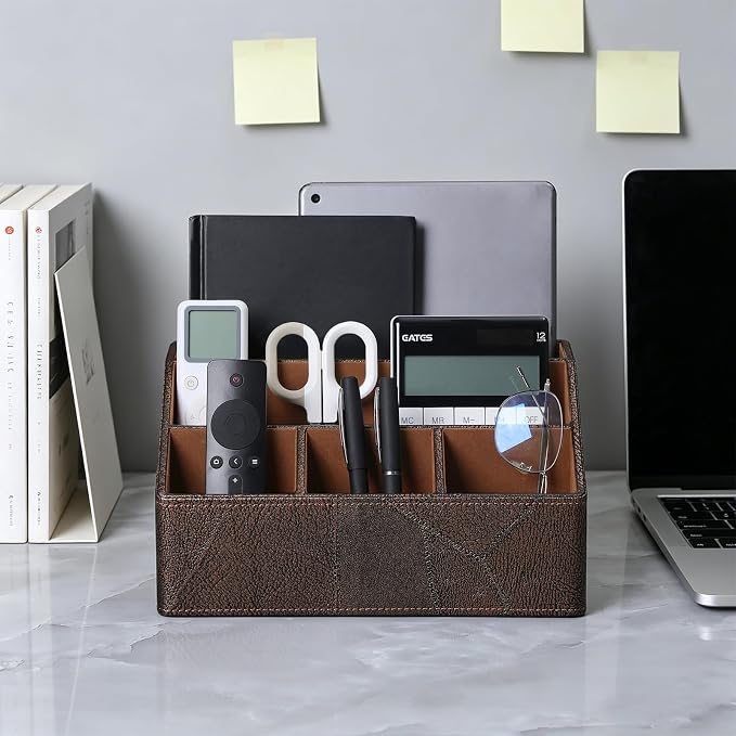 PU Leather Desktop Organizer, Home Luxury Remote Control Holder, Office Desk - Image 5