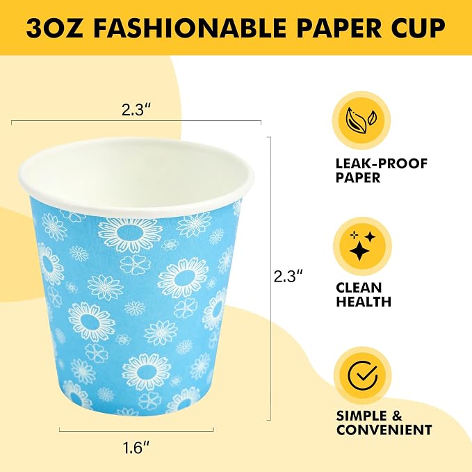 RACETOP 3 oz Bathroom Cups 300 Pack, Small Paper Cups, Disposable, Mini - Image 2