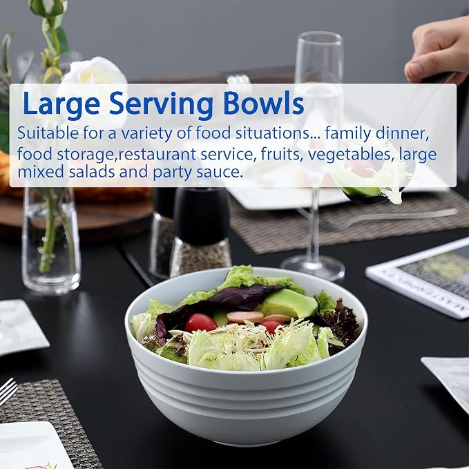 【6 Pcs】Unbreakable Mixing Bowls Unbreakable Salad Bowls, 68 Ounces Microwave - Image 7