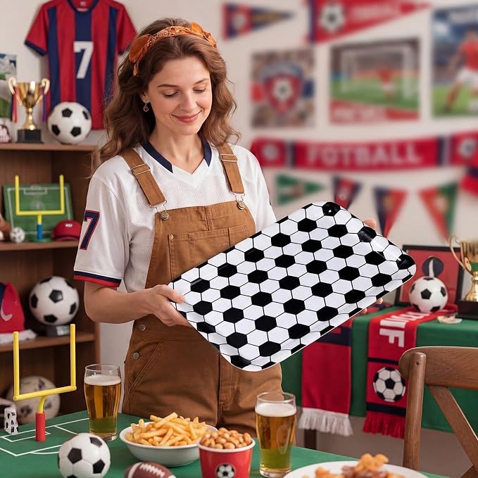 Vesici 4 Pack Soccer Melamine Serving Trays, 13 x 10 in Rectangular Serving - Image 6