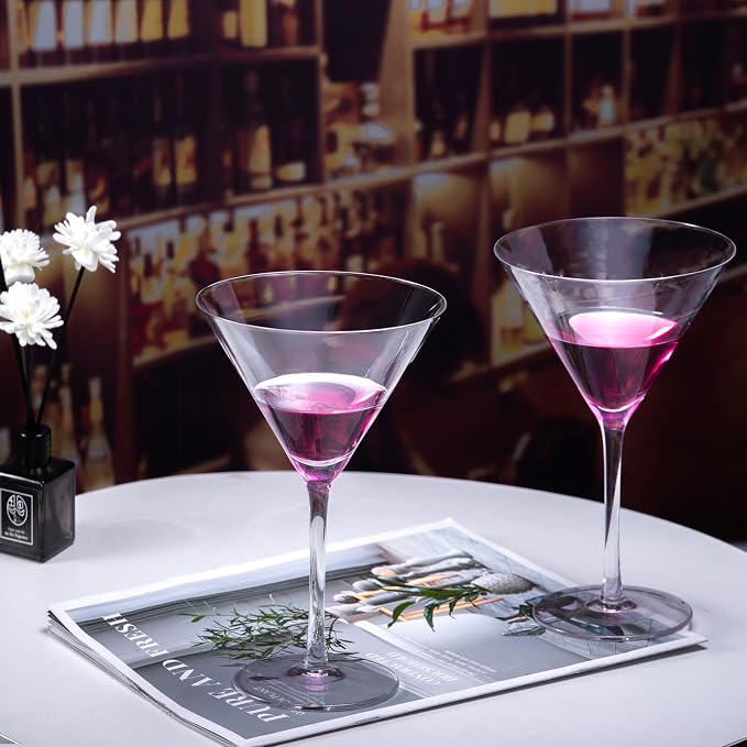Handblown Crystal Martini Glasses Set of 4-9.5 oz Coupe Glass Set - Image 4